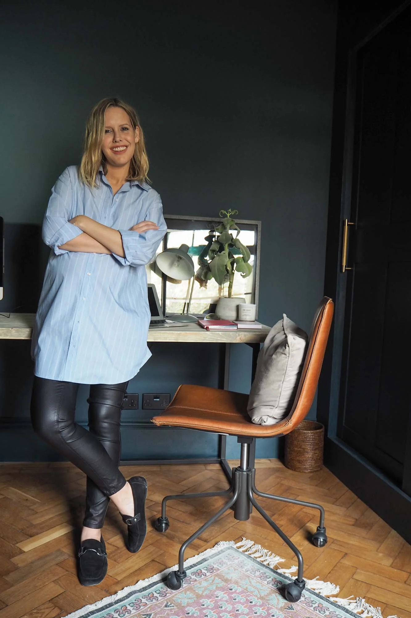 Alex looking chic in her F&amp;B Hague Blue study