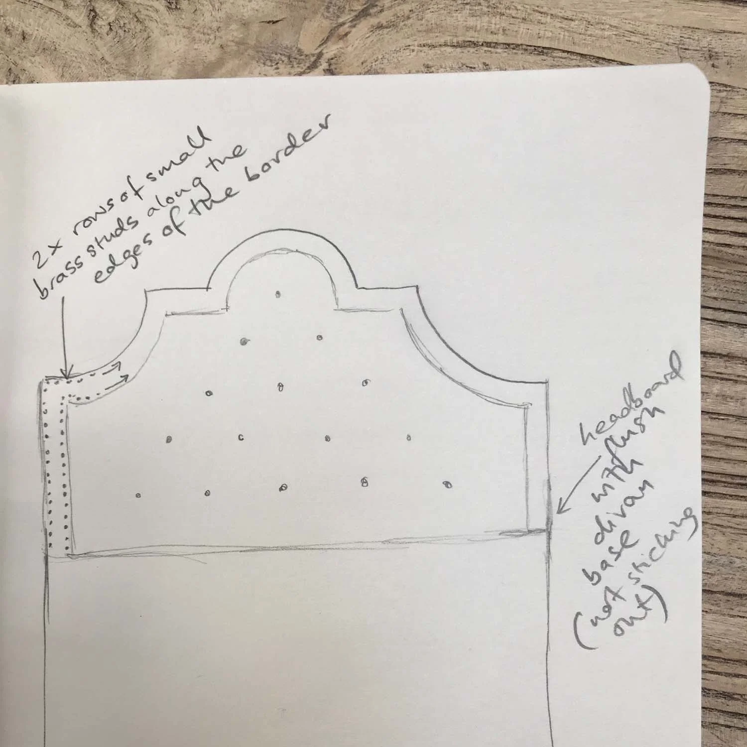 The Pink House sketch for a Hypnos headboard