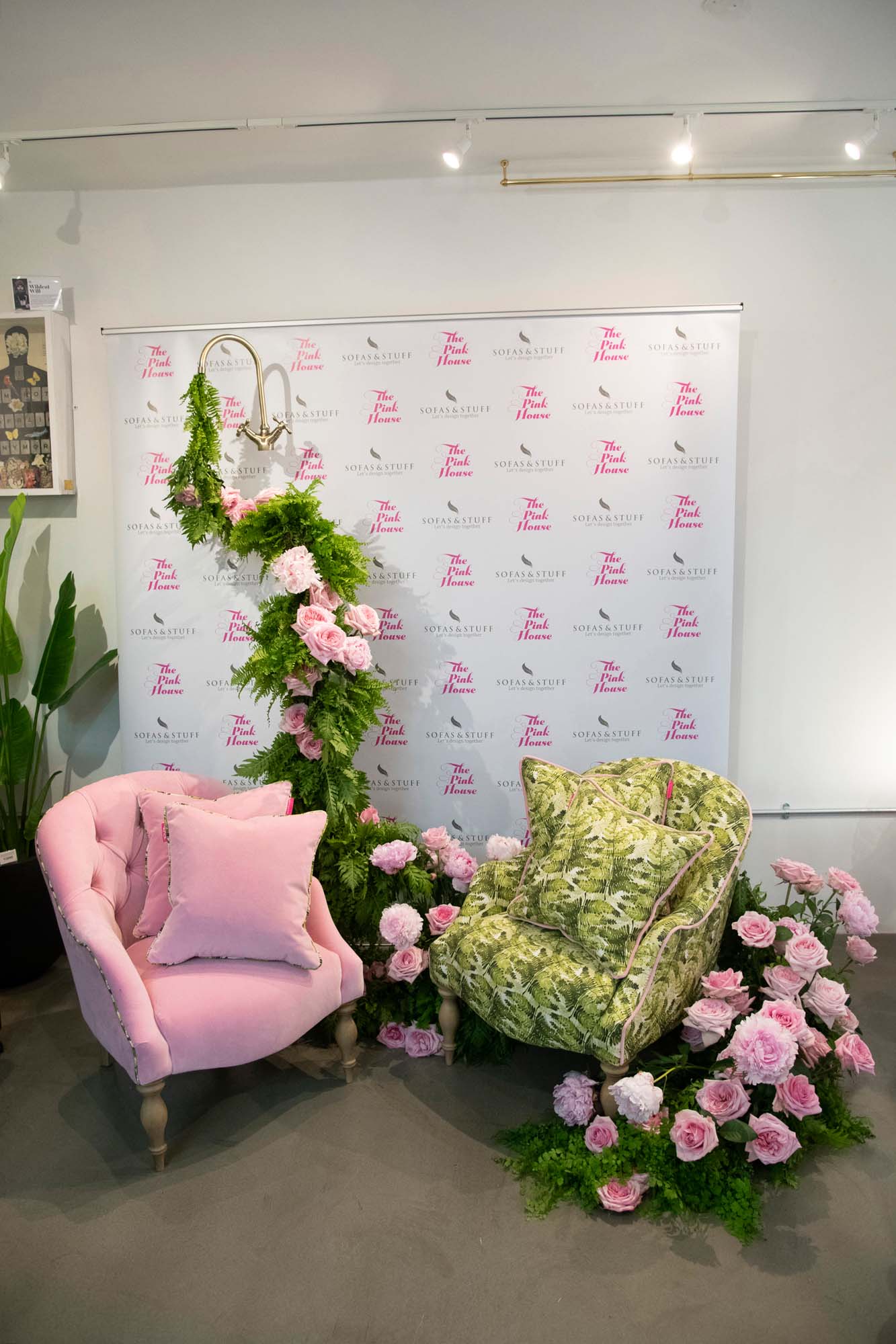Hayford & Rhodes pink peonies and ferns installation for The Pink House