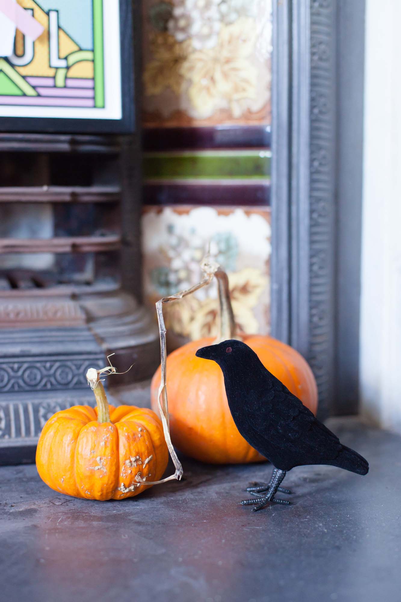 Sainsbury's Halloween crow and pumpkins