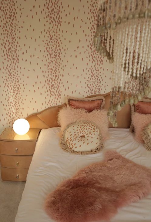 Wallpaper in Tottenham Dalmatian Pinky (Poodle & Blonde), £105 per roll