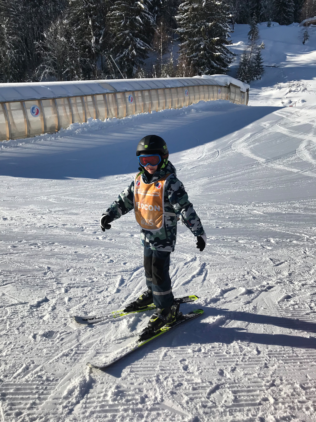 The 6yo learning to ski at St Gervais’s excellent ski school