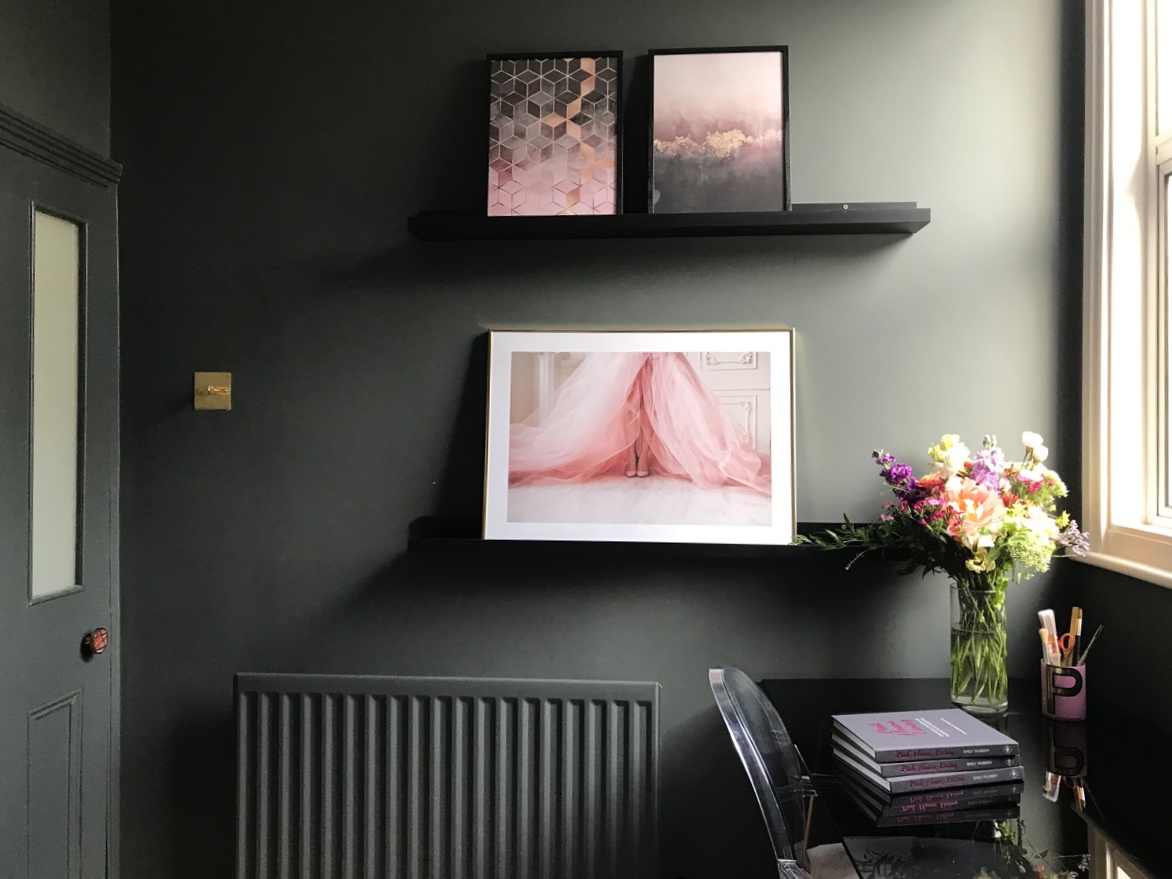 Prints by Desenio (From top, L to R: Pink Gradient Cubes; Pink Sky; Pink Dress)