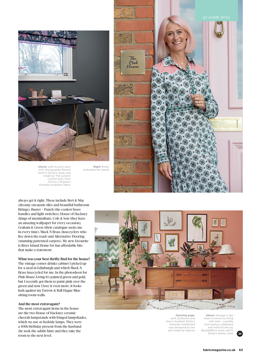 Fabric Magazine - at home with Emily Murray in South London