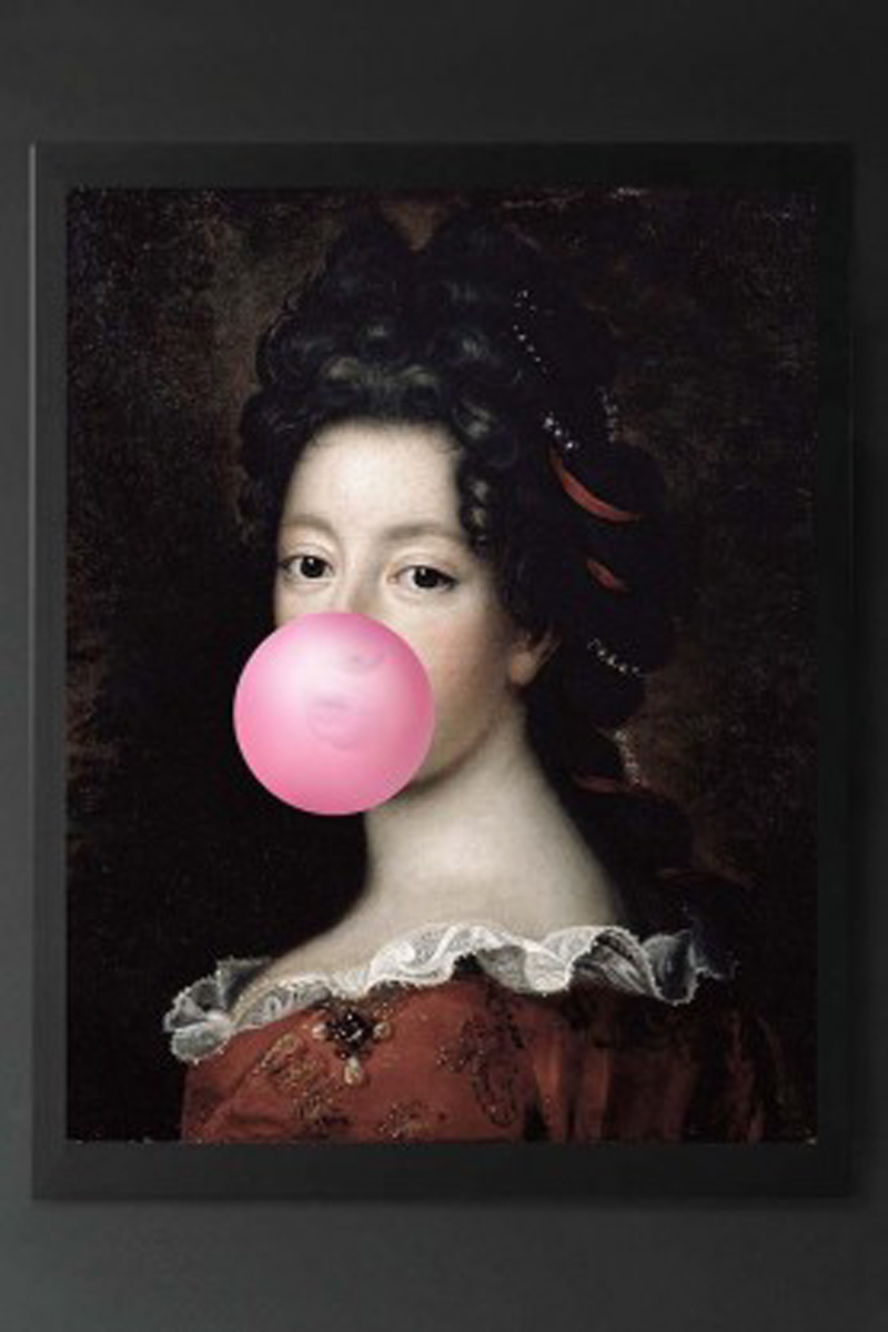 Pink Bubblegum Traditional Lady Portrait Canvas from Rockett St George, £261