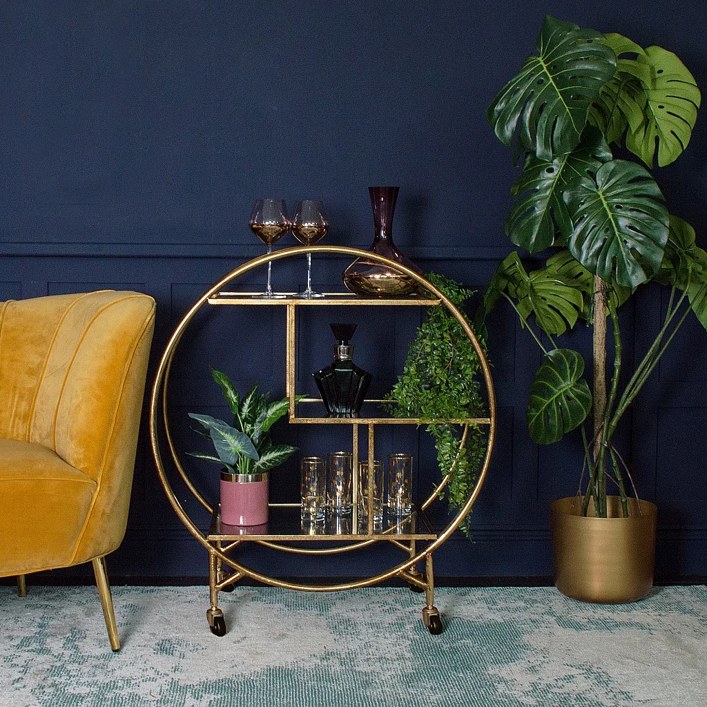 Gold Luxe Round Drinks Trolley, £228 from Audenza