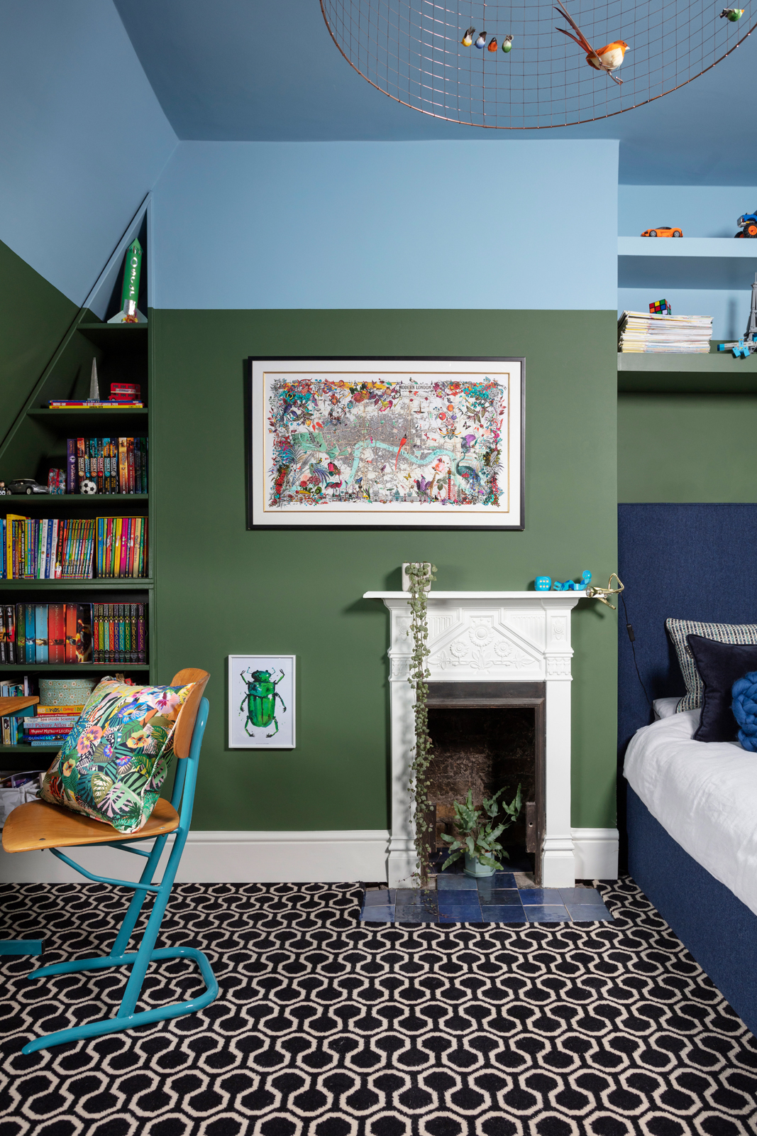 Blue and green boy's bedroom