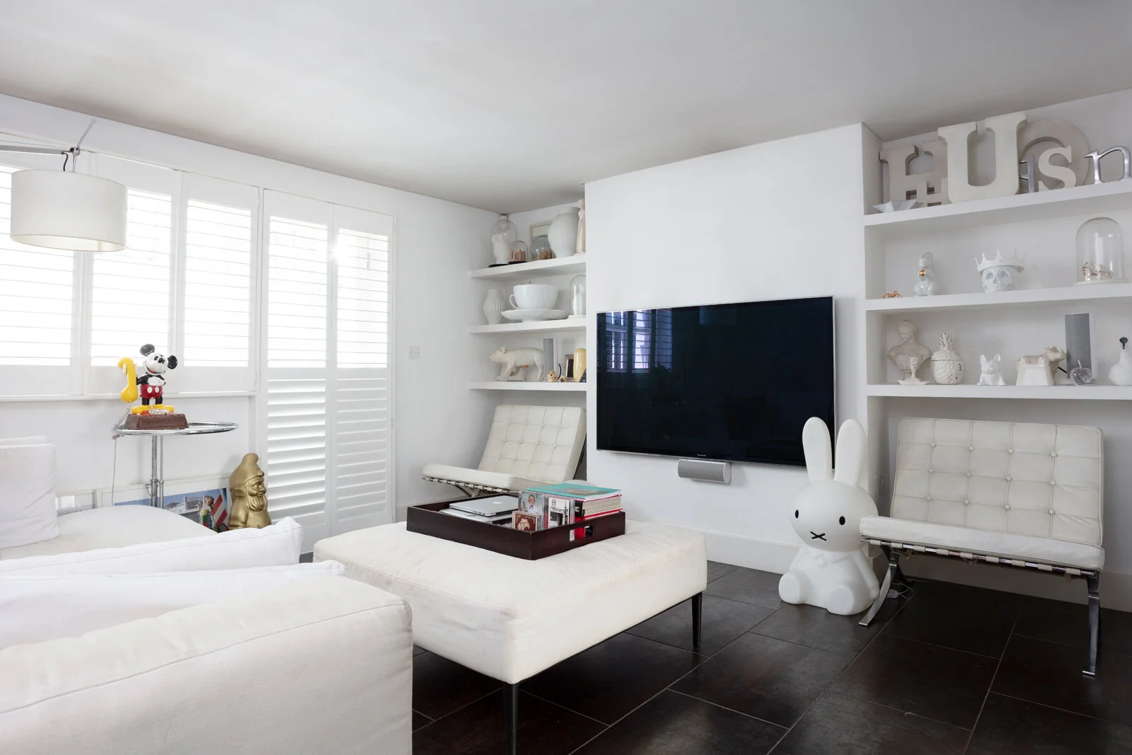 White ceramics and Miffy statue in the living room