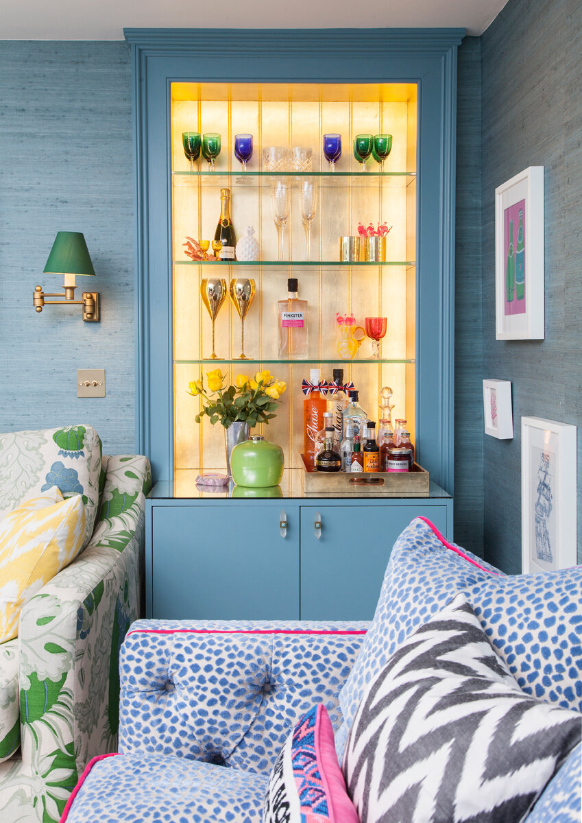 The imitation gold leaf drinks cabinet I had built in my previous Edinburgh home/ Photo: Susie Lowe