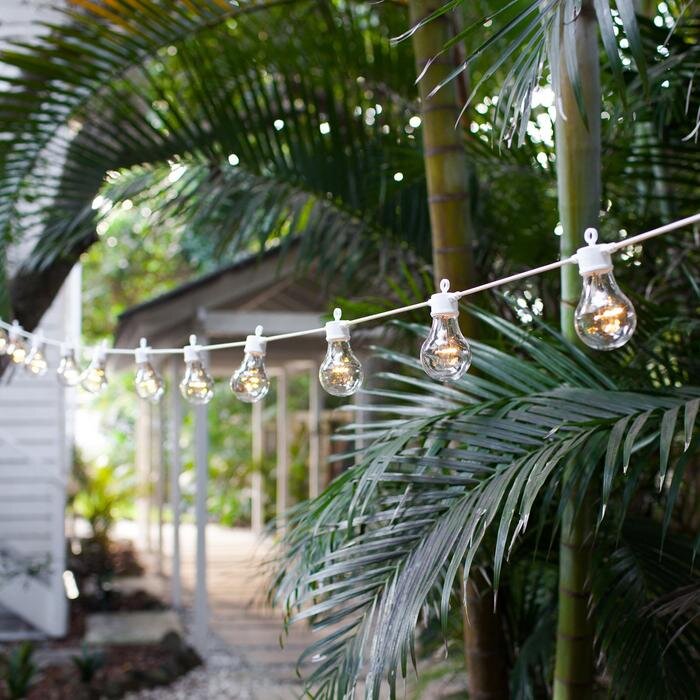 Lights4Fun white festoon garden lights - recommended by stylists