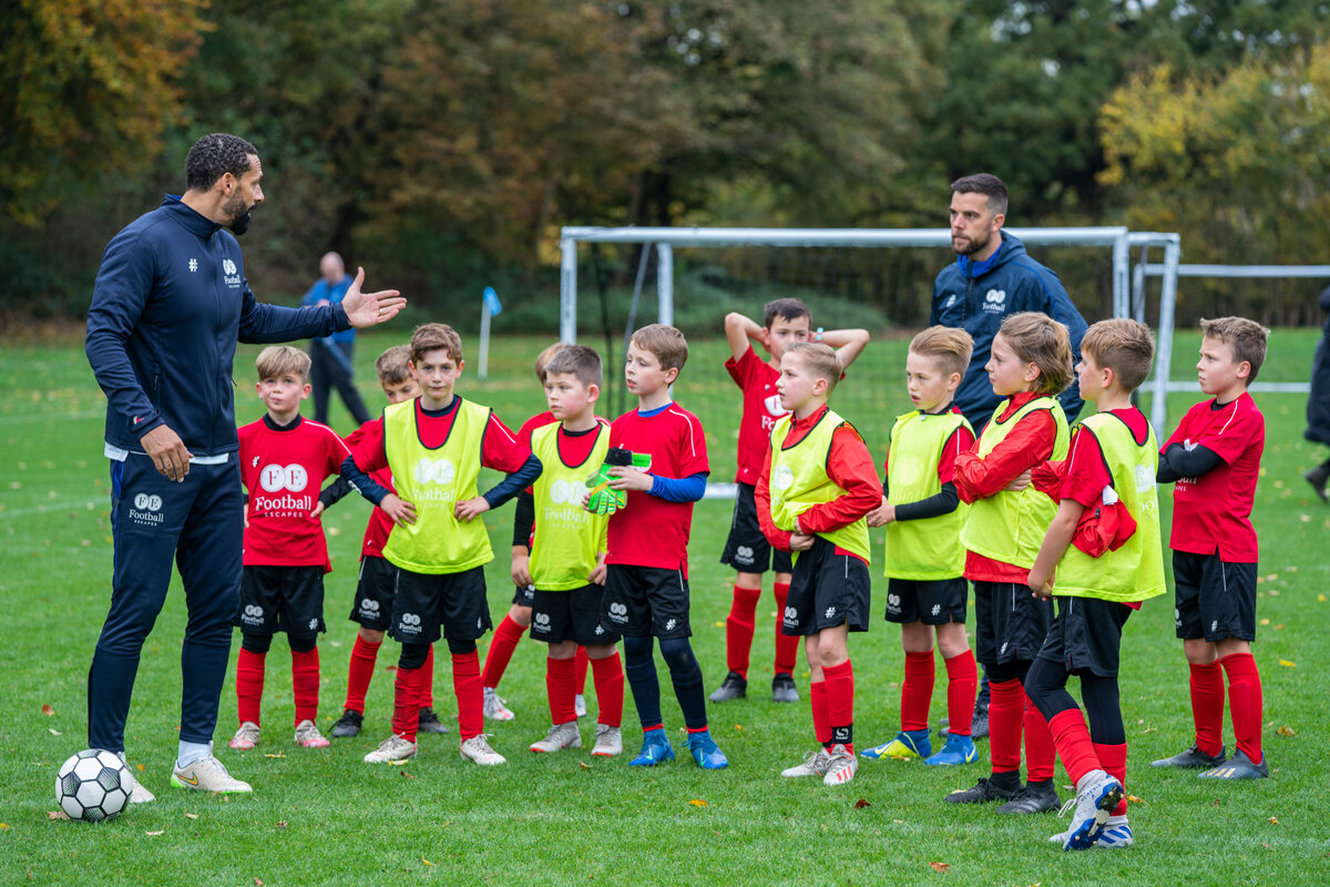 Rio Ferdinand teaching my Zac (third kid from left) and his group at Football Escapes