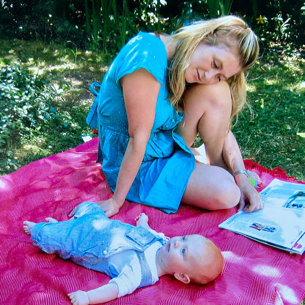 Me as an new mum, with baby Oscar, in 2010