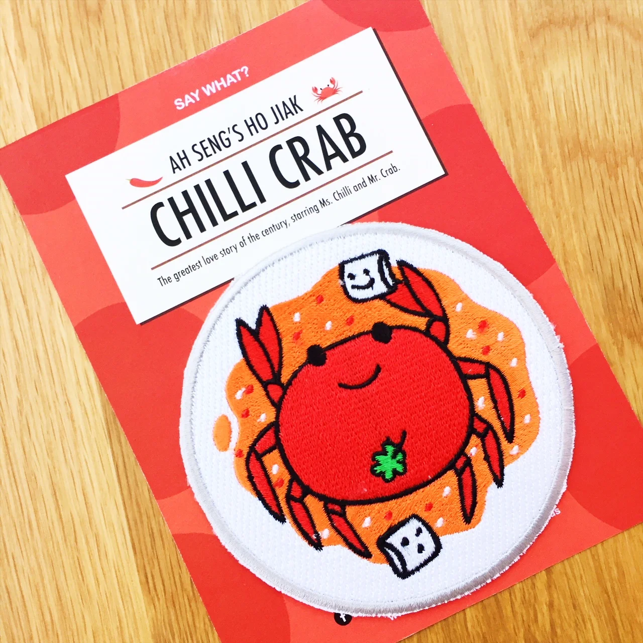 Say What? Chilli Crab Iron on Patch