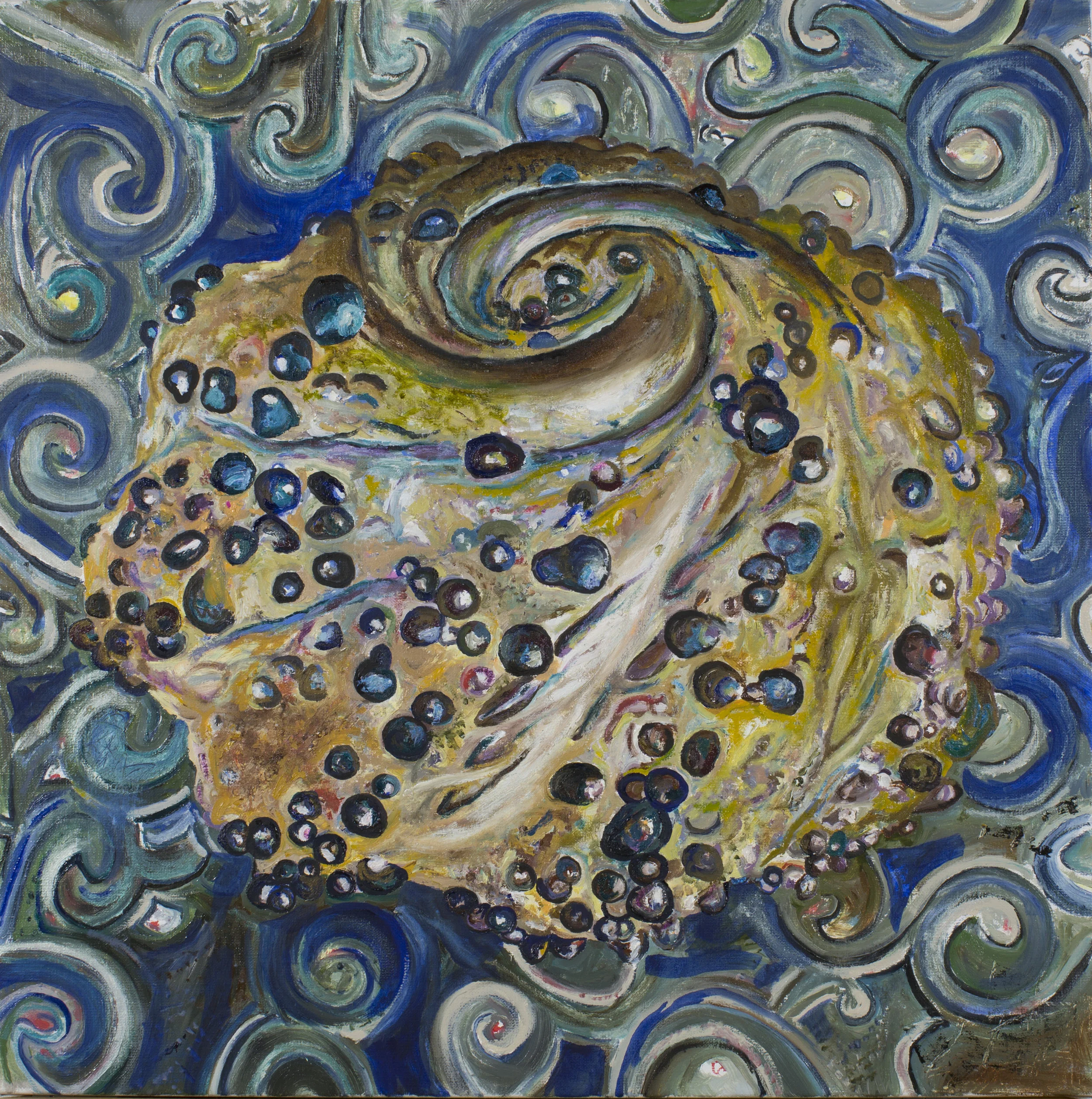 'I'm a cool hunter making you my way (3)'<br>Olie og neglelak på lærred<br>50 x 50 cm<br>2017