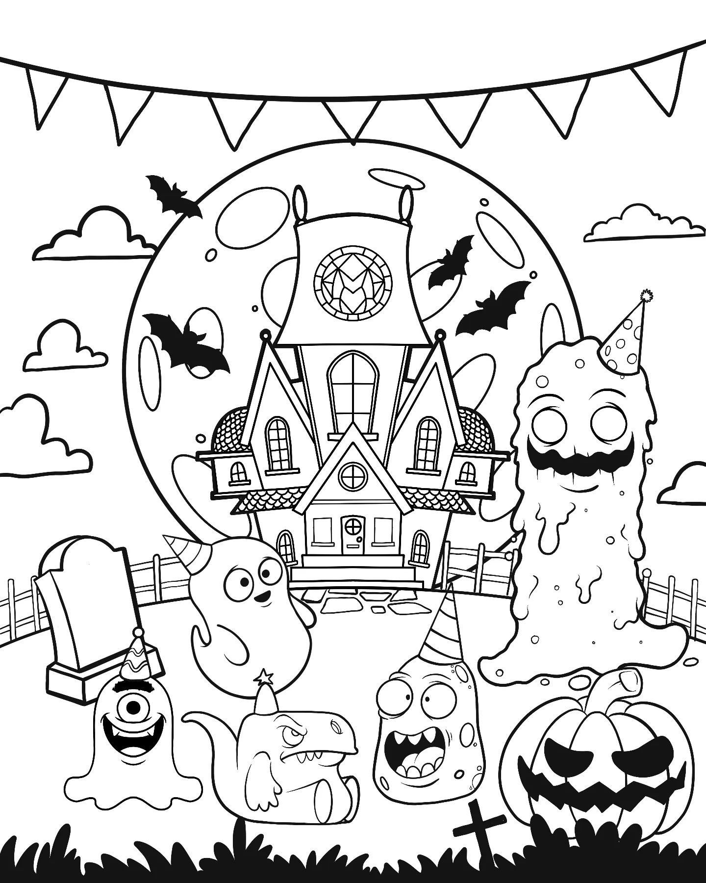 #art #procreate #artwork #artist #workinprogress #wip #halloween #halloween #halloweencreative #illustration #cartoon #monsters #pumpkin #jackolantern #ghost #colouringbook #lineart #party