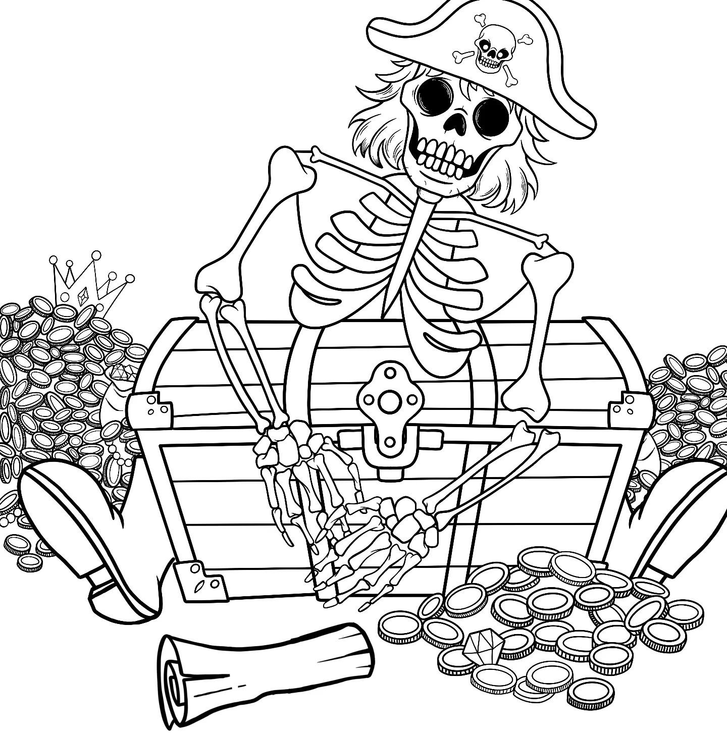 #digitalart  #artist  #procreate  #workinprogress  #wip  #halloween  #halloween2024  #spooky  #spookyart  #pirate #skeleton  #piecesofeight #treasure  #tresurechest  #chest  #riches  #colouringbook