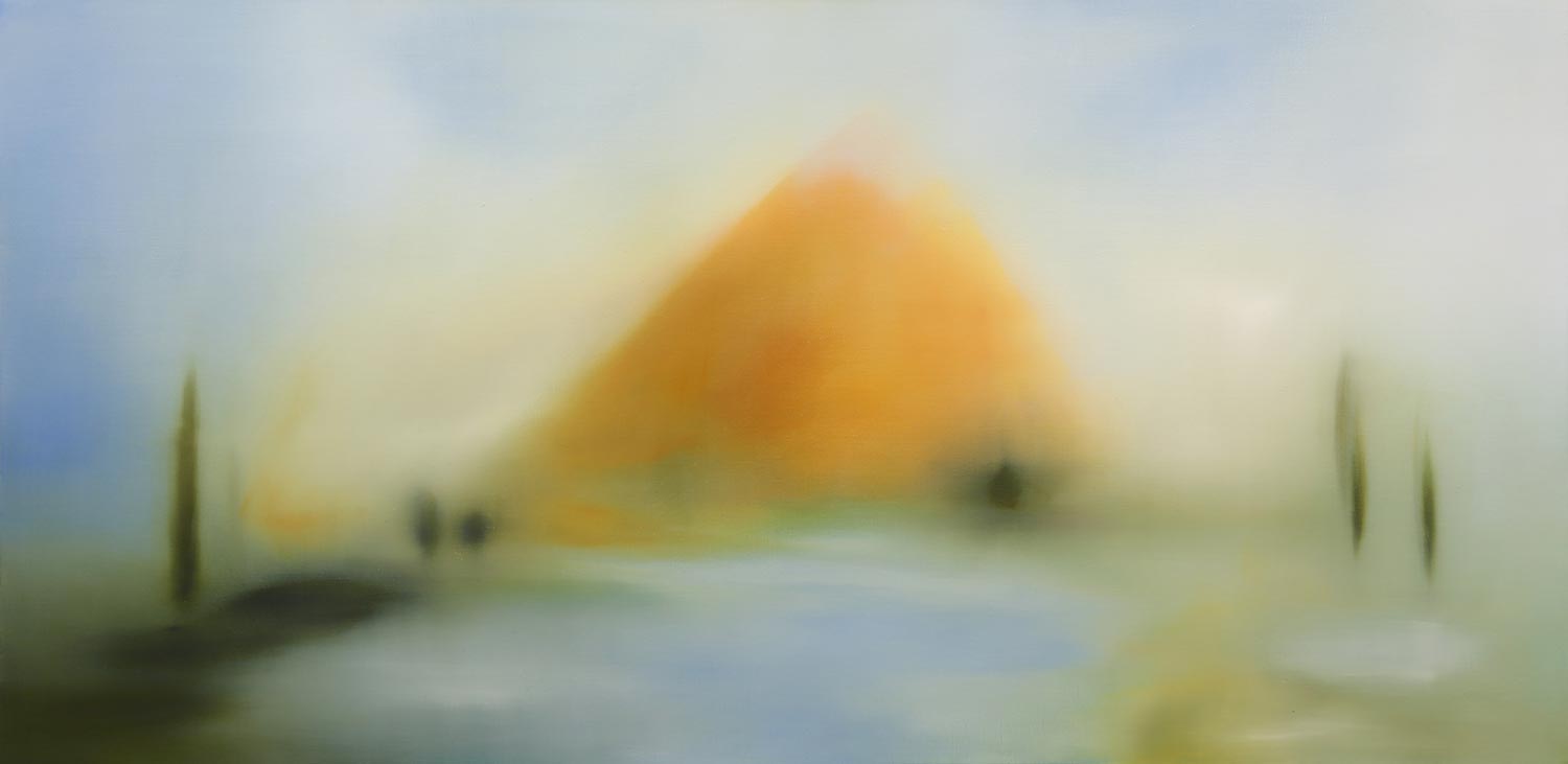 Title: "I’m visualising where the new studio is going to go. Picturing how it will fit in amongst the landscape." Medium: Oil on linen Size: 76 x 152 cm SOLD