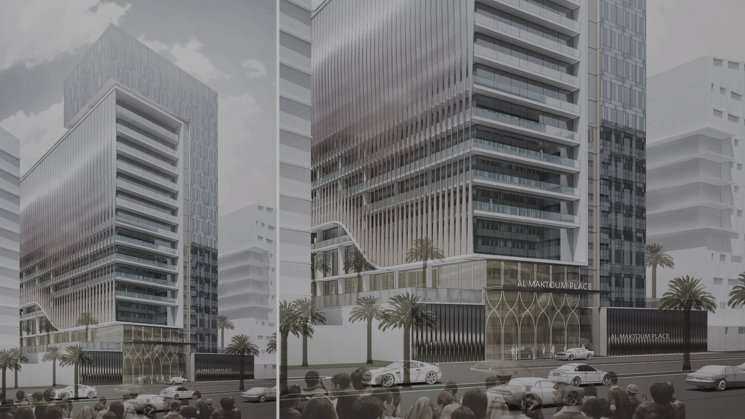 Al Maktoum Place Location: Deira, Dubai, UAE Project Type: Adaptive Re-use With the ongoing vision for Dubai 2020 to strengthen the hospitality industry for the World Cup, a lot of old office buildings and properties are being converted to hotel. The brief for Al Maktoum was for a hip urban hotel that captures the exciting and dynamic spirit of Deira. This was elegantly achieved with a disciplined play of modern lines and layers.