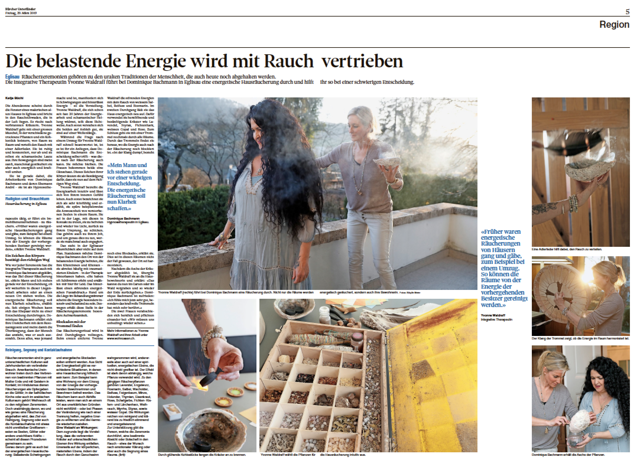 Bericht über meine Arbeit im Zürcher Unterländer vom März 2019