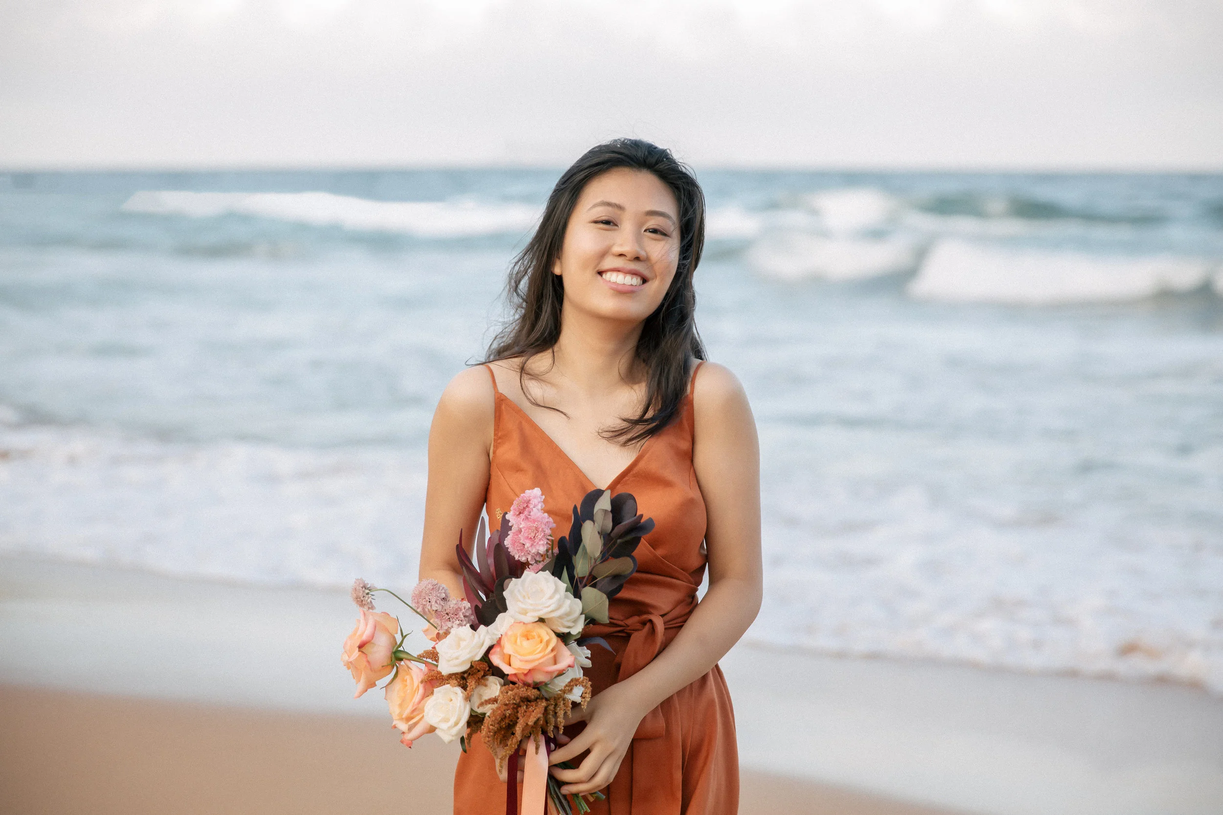 Paprika linen wrap dress