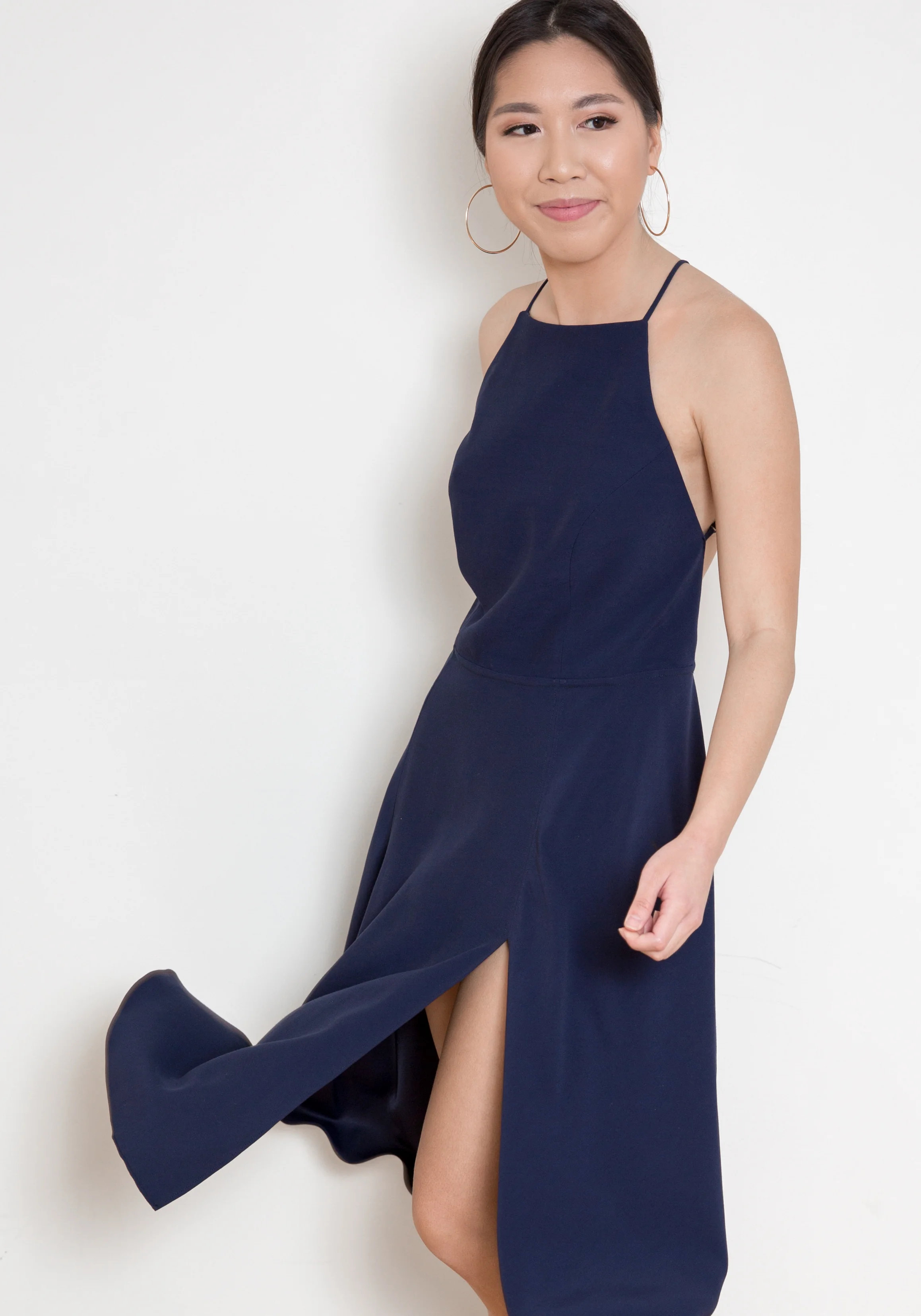 Navy backless dress