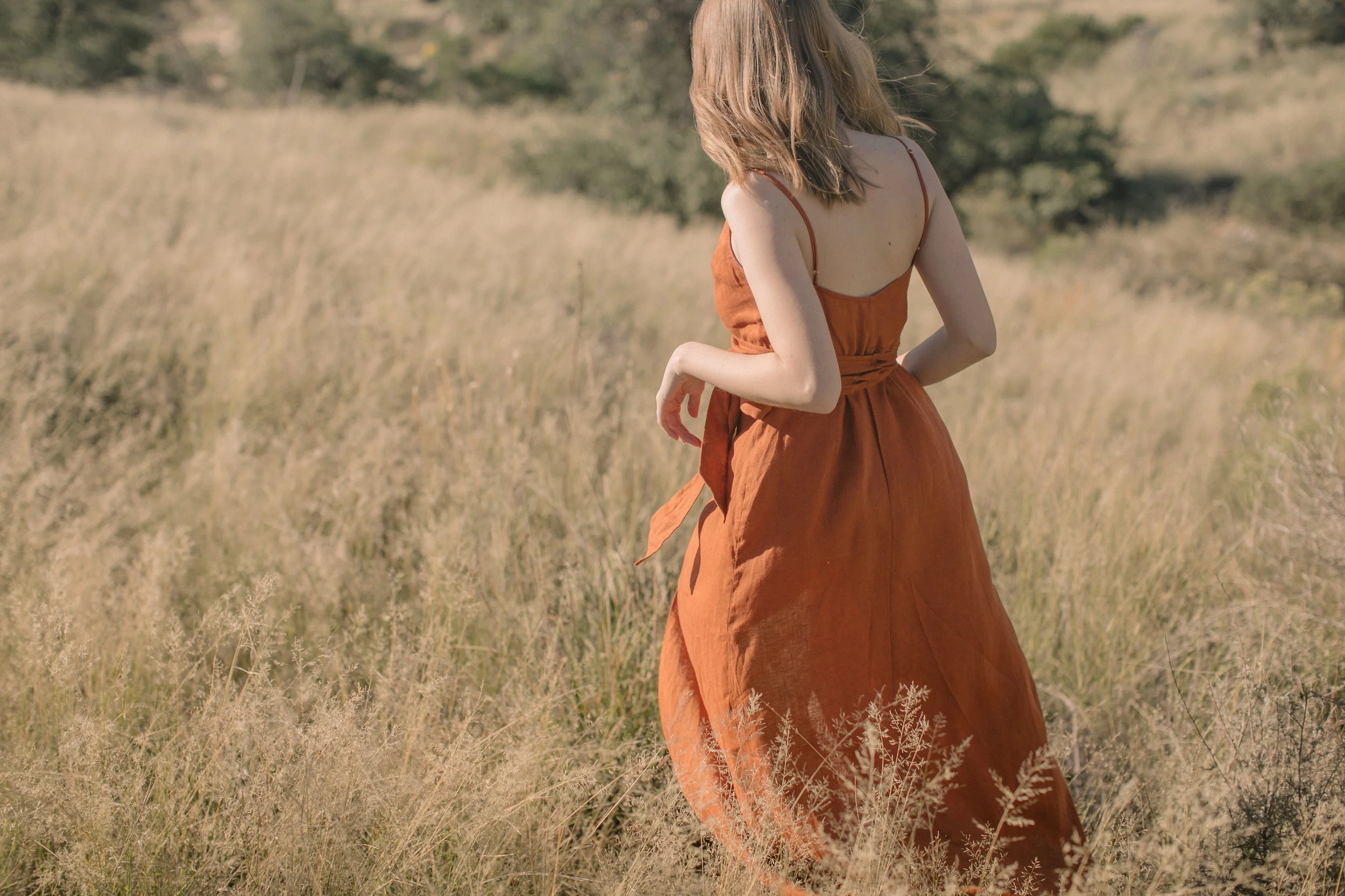 Rust wrap dress for bridesmaids
