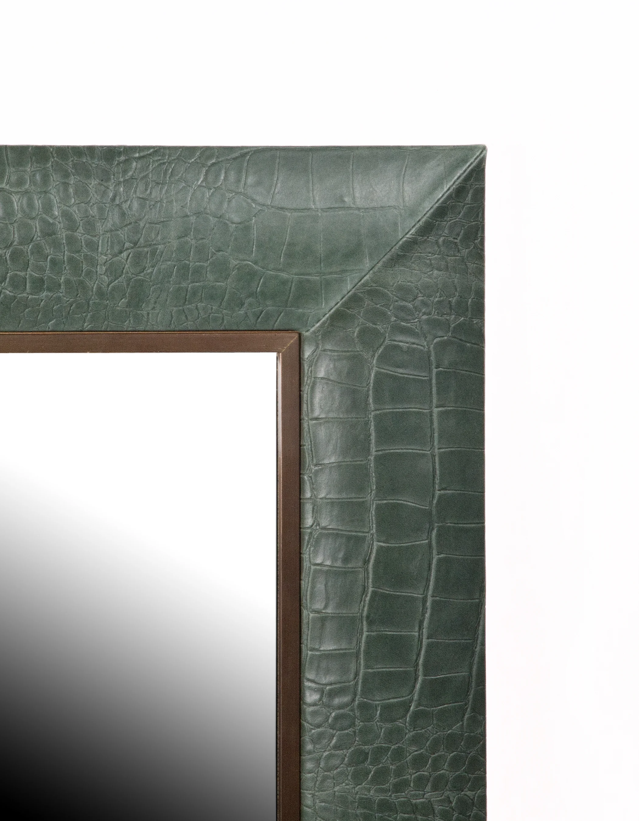 Thyme Croc Leather Framed Mirror