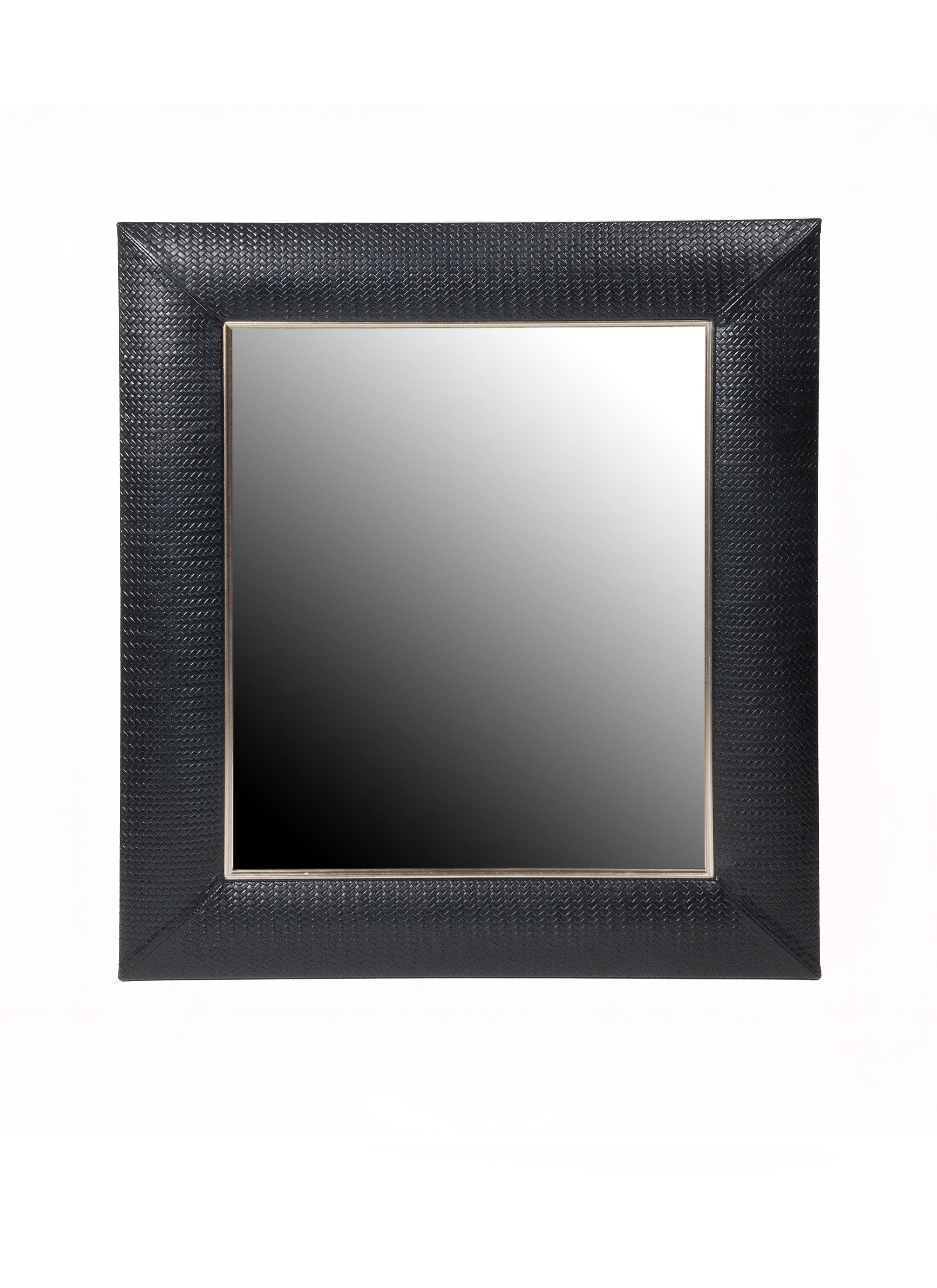 Art Deco Nero Weave Leather Framed Mirror