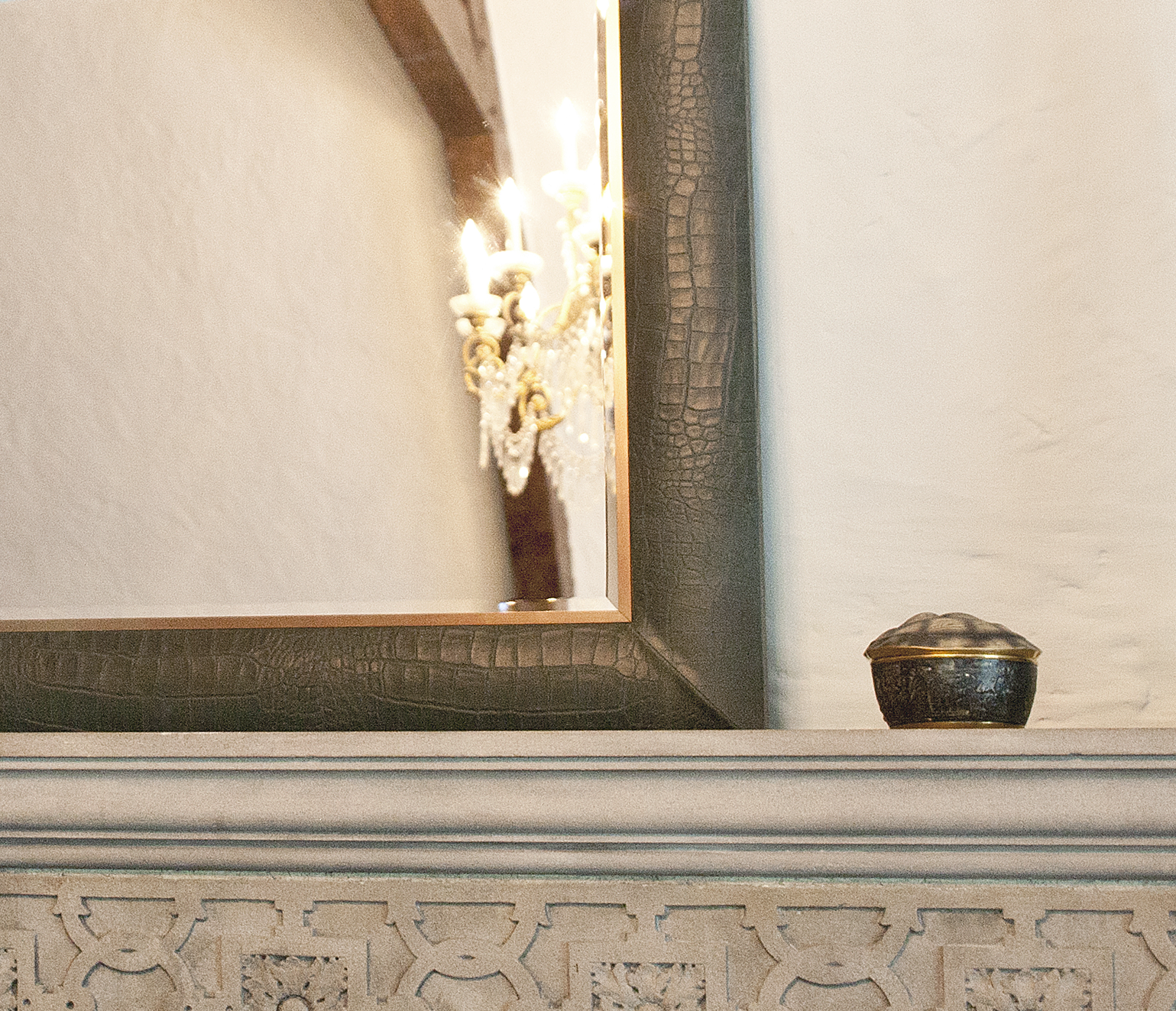 Thyme Croc Leather Framed Mirror