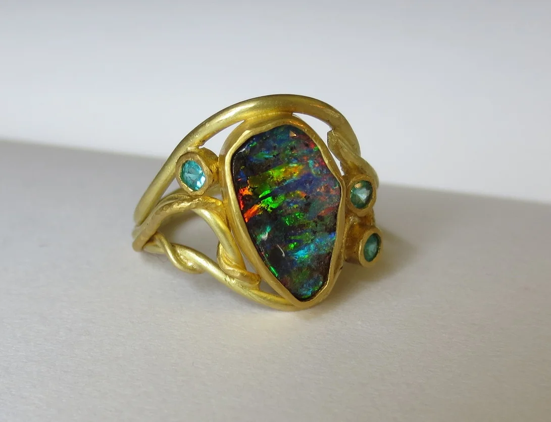 Boulder Opal 22k Gold Ring