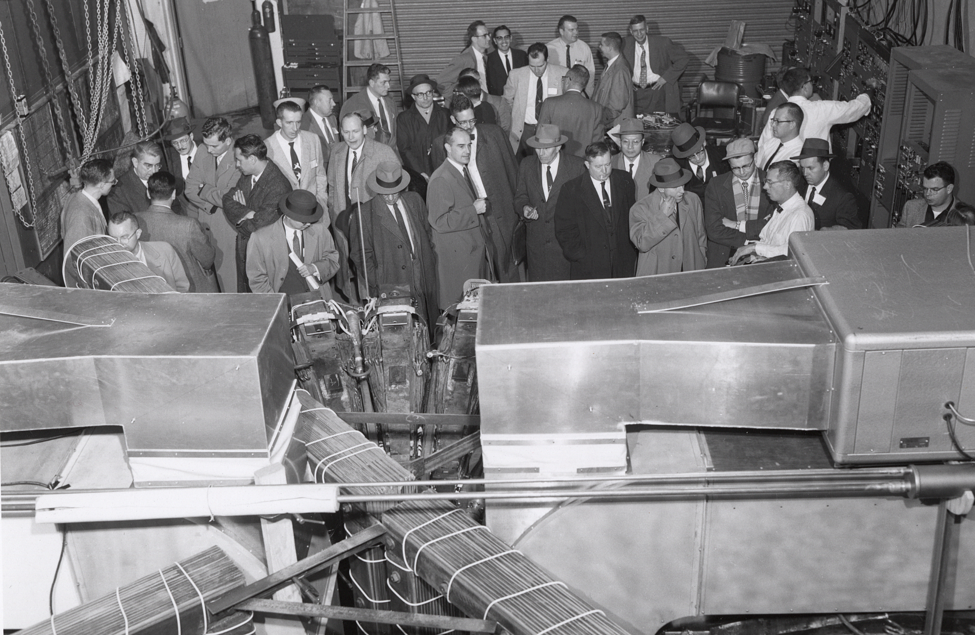   Guests tour Midwestern Universities Research Association (MURA)/Synchrotron site. Photo: University of Wisconsin Madison Archives  