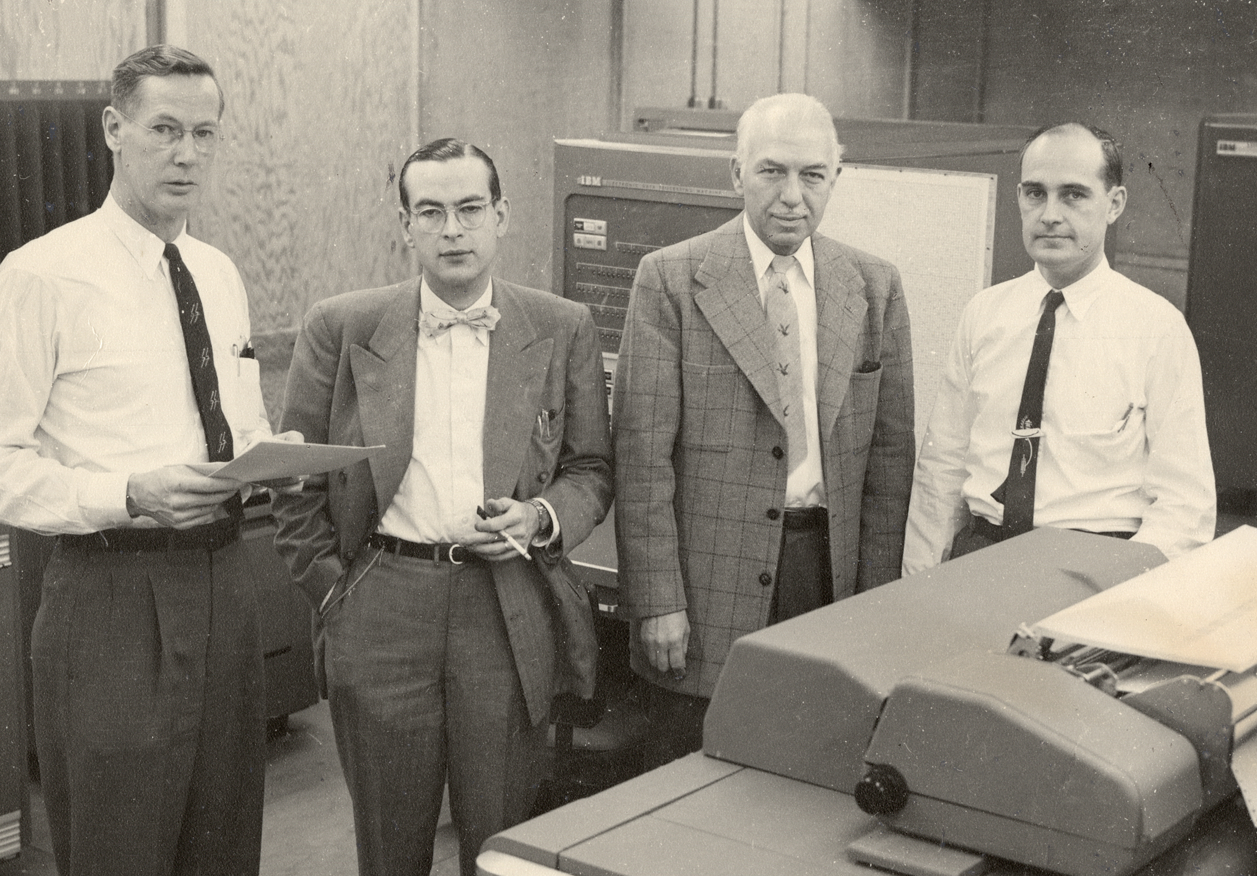   Midwestern Universities Research Association (MURA) reseachers.&nbsp; Don Kerst, Jim Snyder, Gerald Kruger and Keith Symon. Photo: University of Wisconsin Madison Archives  