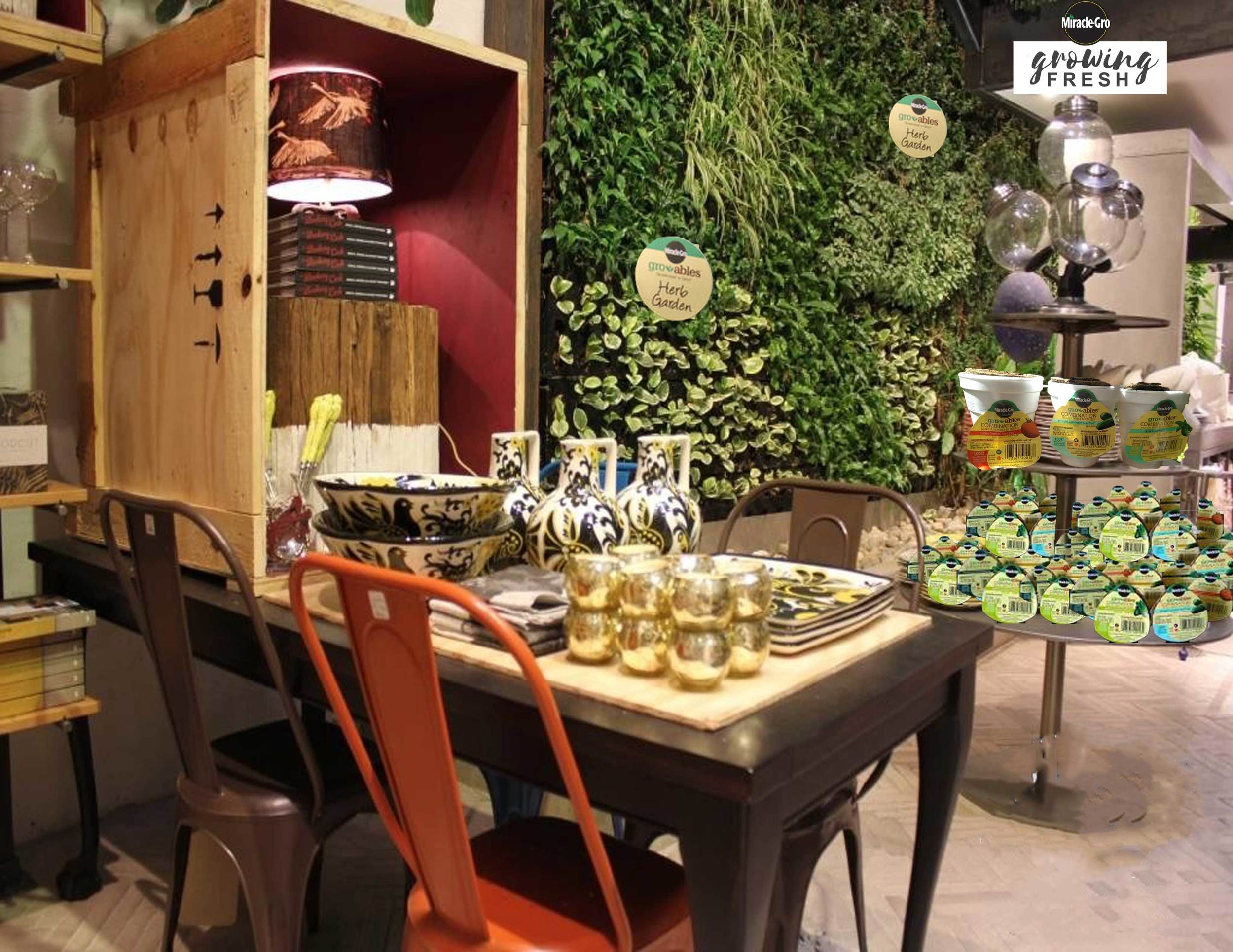 West Elm shopper marketing herb wall display