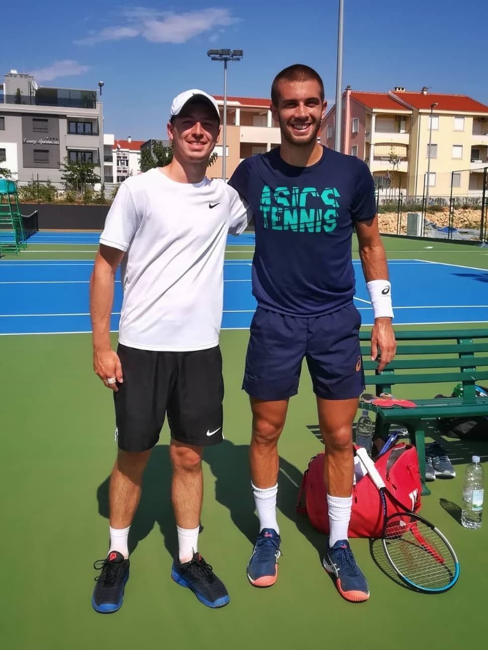 Croatian tennis player Borna Ćorić warm up session with Eliot Glaysher courtesy of Tennis Holidays Croatia in Zadar @ Športski centar Višnjik