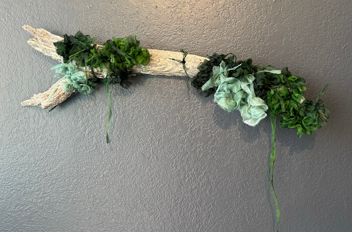 "Regrowth" Hand-dyed silk, wood $225