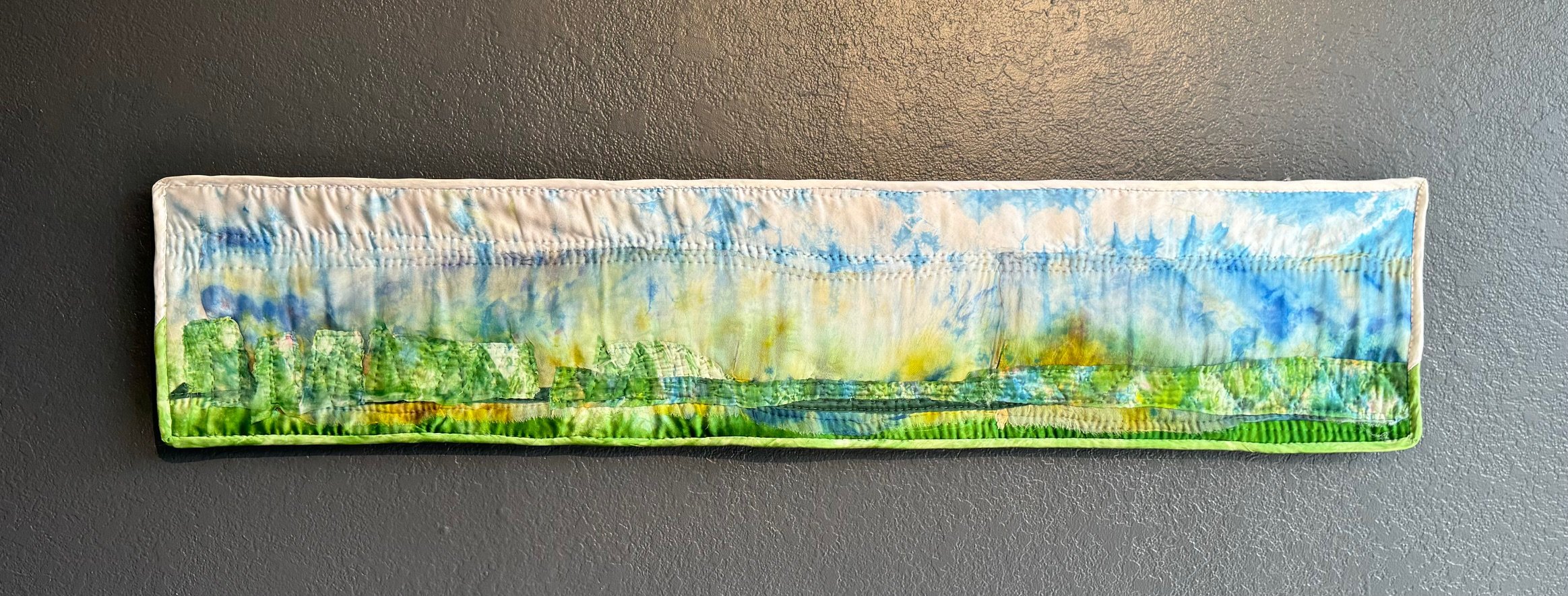 "Adventures Await" Hand-dyed silk, cotton, thread 13"x60" $475