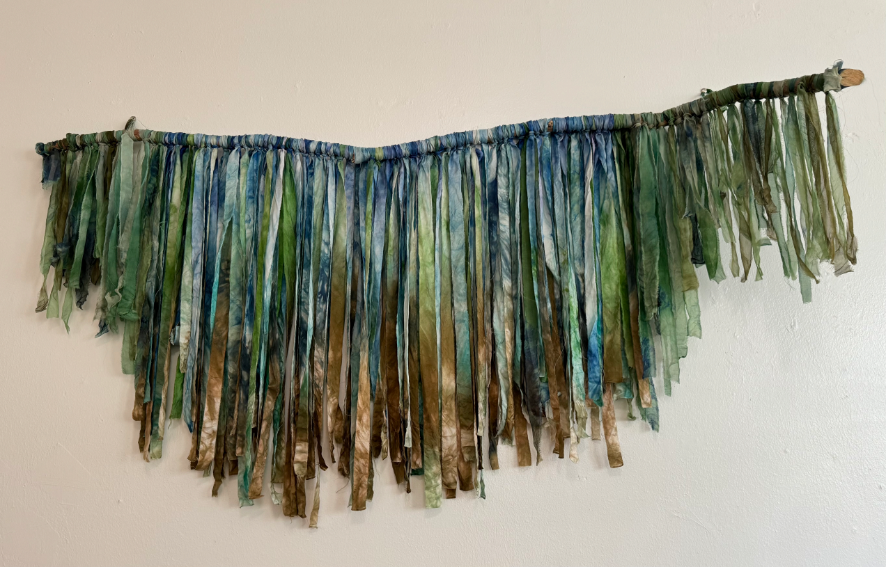 "Favorite Spring" Hand-dyed silk, wood 29"x57" $575