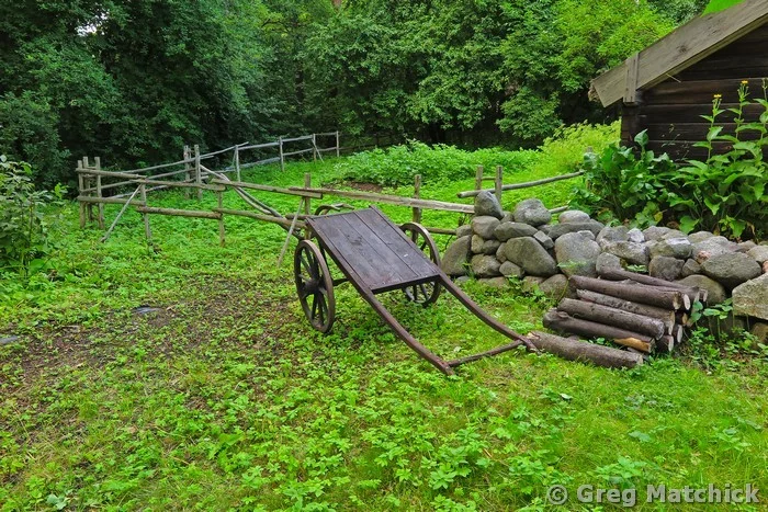 Cart and Wood Pile in Sweden