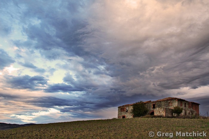 Morning Sky and Abandoned Farmhouse in Tuscany