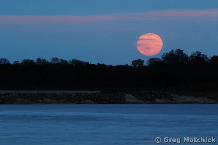Rising Full Moon Over the Mississippi River