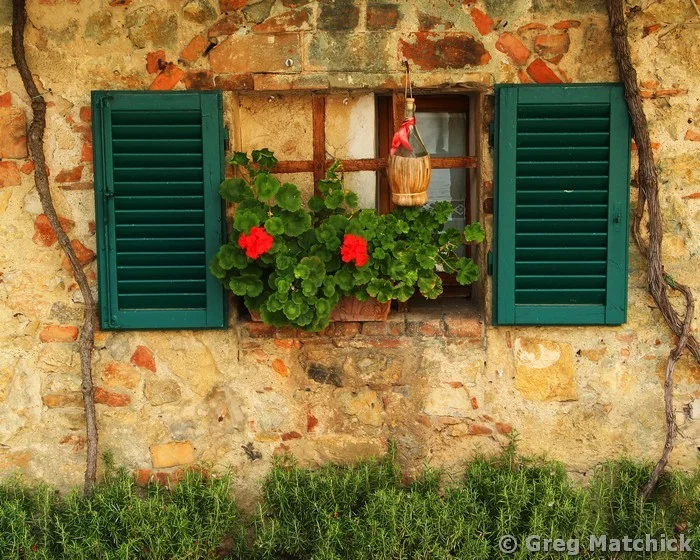 Window and Green Shutters in Chianti