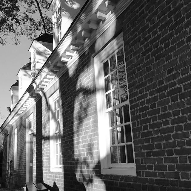 Shadows as the sun sets.⠀
.⠀
.⠀
.⠀
#shadows #travel #sunset #trees #colonialwilliamsburg #travel #virginia #governorspalace #autumn #blackandwhitephotography