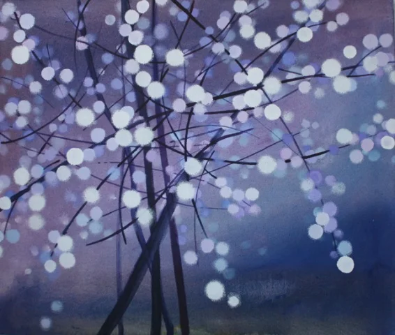 Cherry blossom against the dark