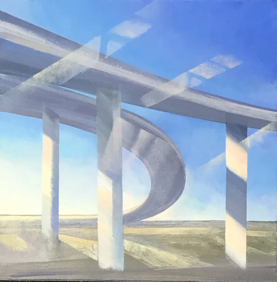 Highway in the Air 1 (acrylic on canvas, 16 x 16" )