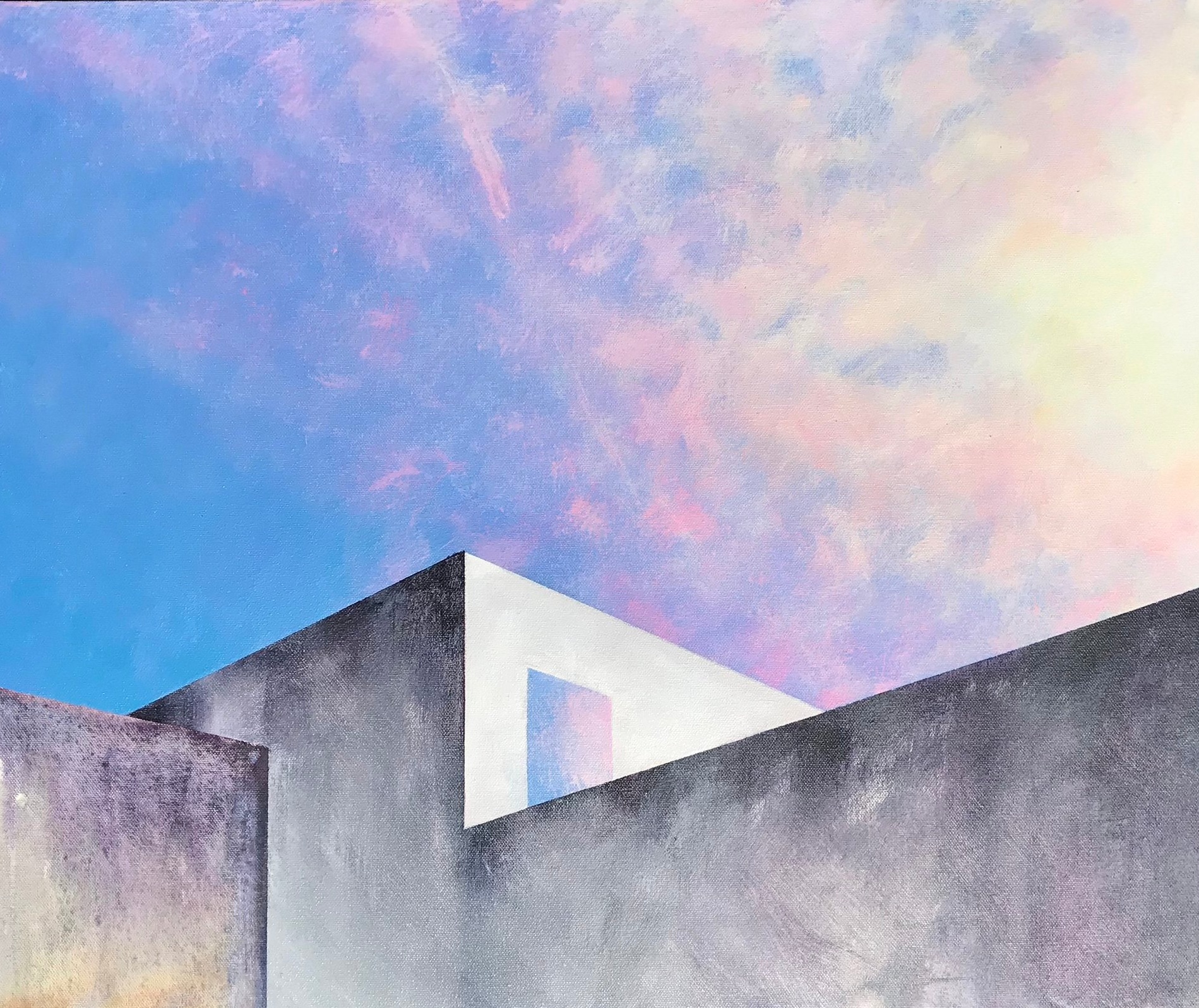 White Building Late Afternoon (acrylic on canvas, 24 x 20" )