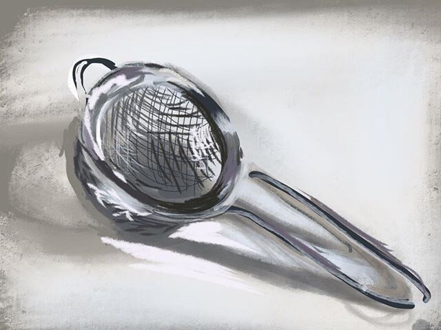 I pad Sketching t strainer, just using a finger not precise but gives you a certain freedom#kitchen#teastrainer#metal#sketch#art#drawing