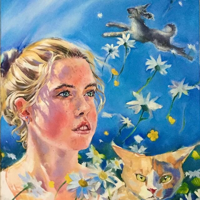 Painting i forgot how much fun oil painting is, here is a recent portrait. Commissions taken , starting price &pound;400#oilpainting#portrait#flowers#sunshine#