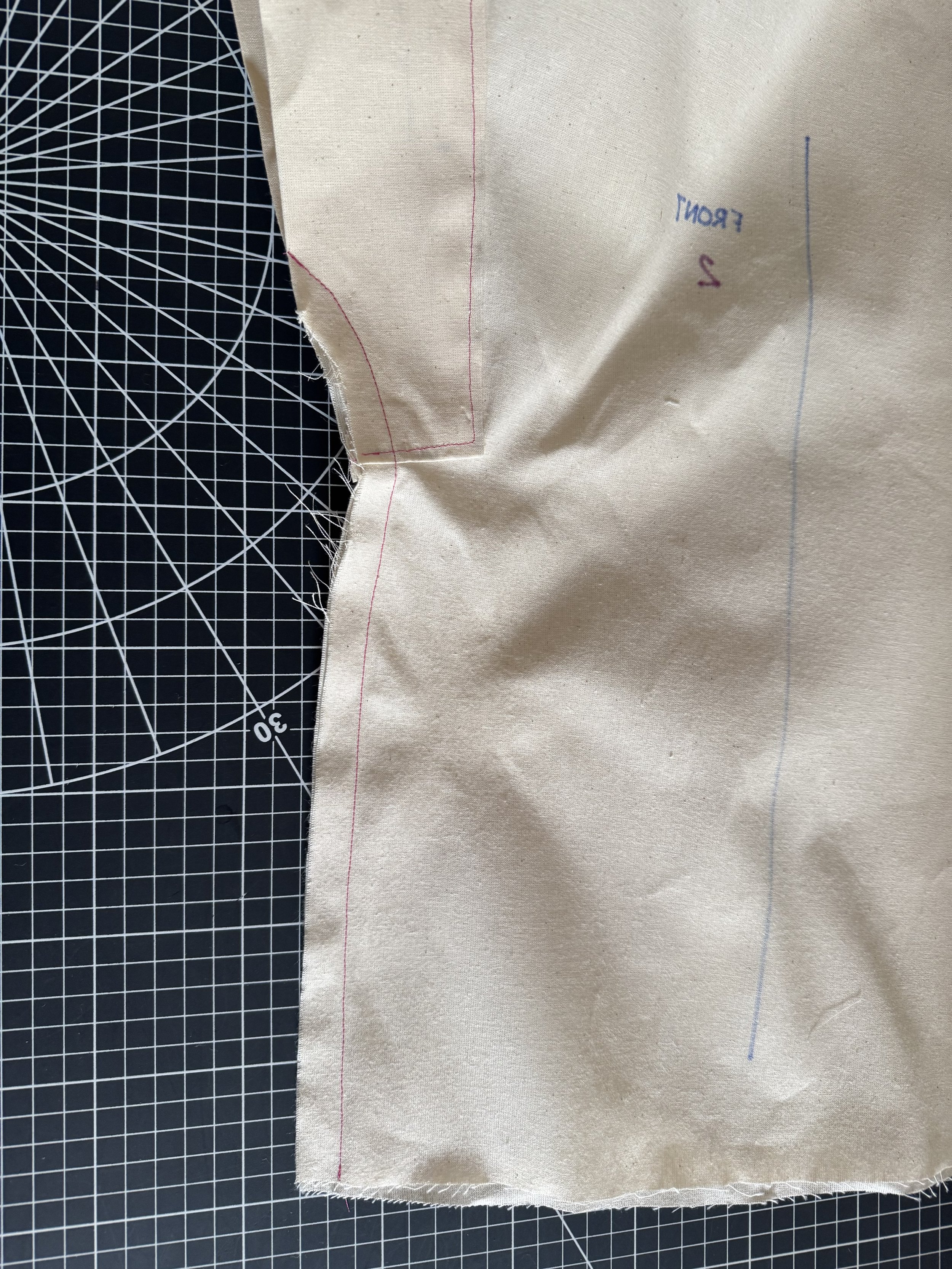 Sew from BOTTOM to TOP, one side will be easier than the other but it’s the only way to get an accurate curve on the sleeve on both sides.  If you have not finished your seams, you could press them open here and serge along the edges.