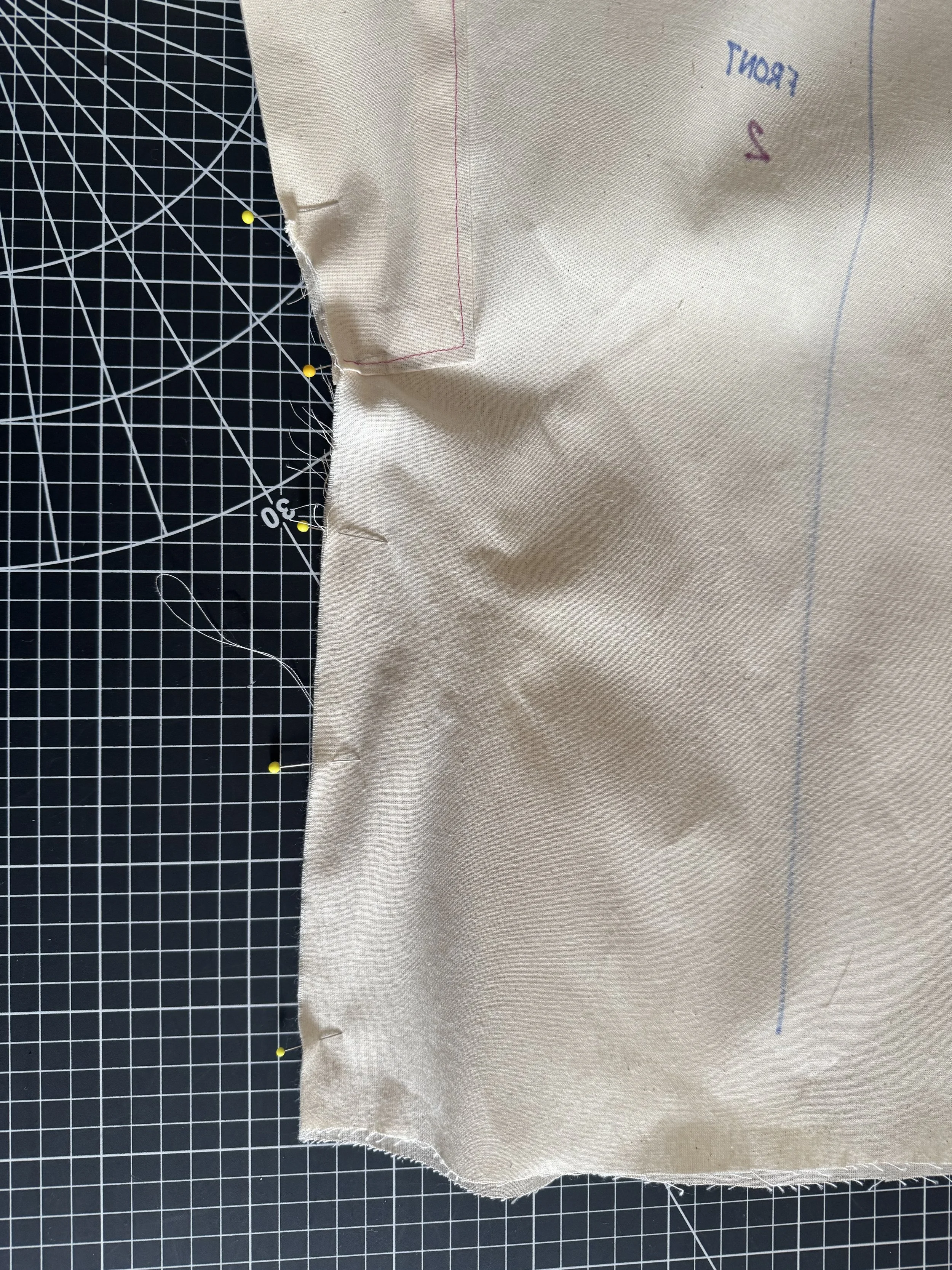 Then ease the remainder in place, pinning well.