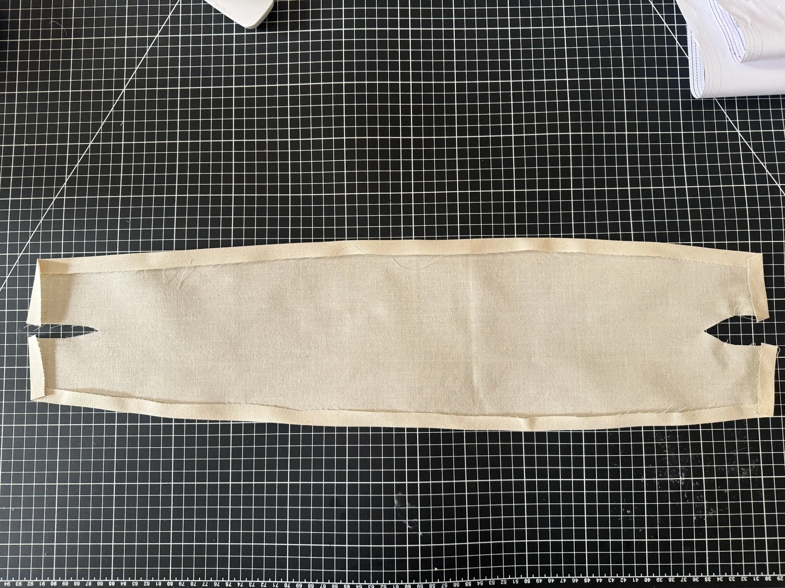  Sleeves next!  These are a little different and so much easier than a standard sleeve……  Press the seam allowances in on all edges, at 1/2”  The larger curve is the front of the sleeve. 